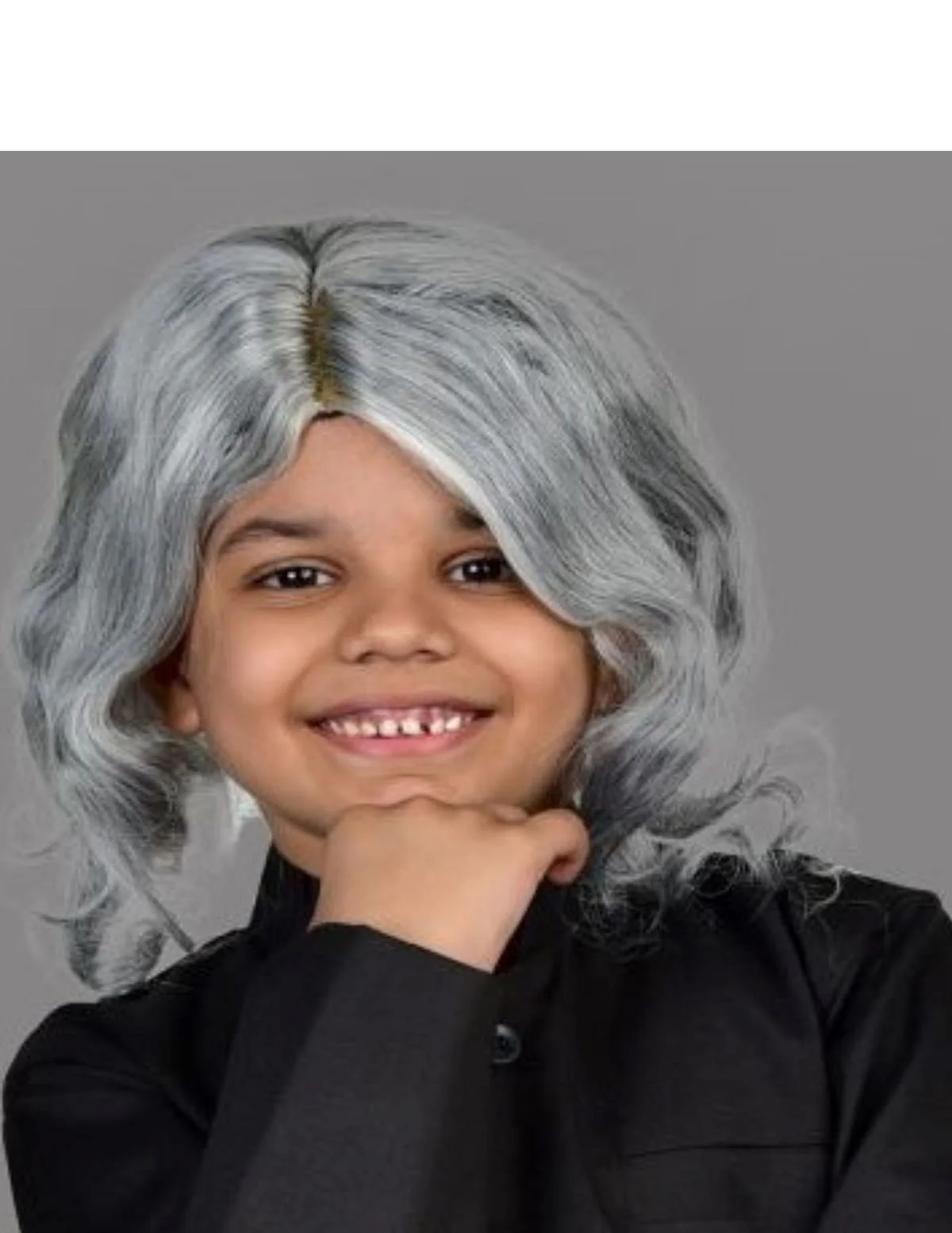 Abdul Kalam & Old Man Grey Hair Wig Adult & Kids Fancy Dress Costume Accessory - Image 4