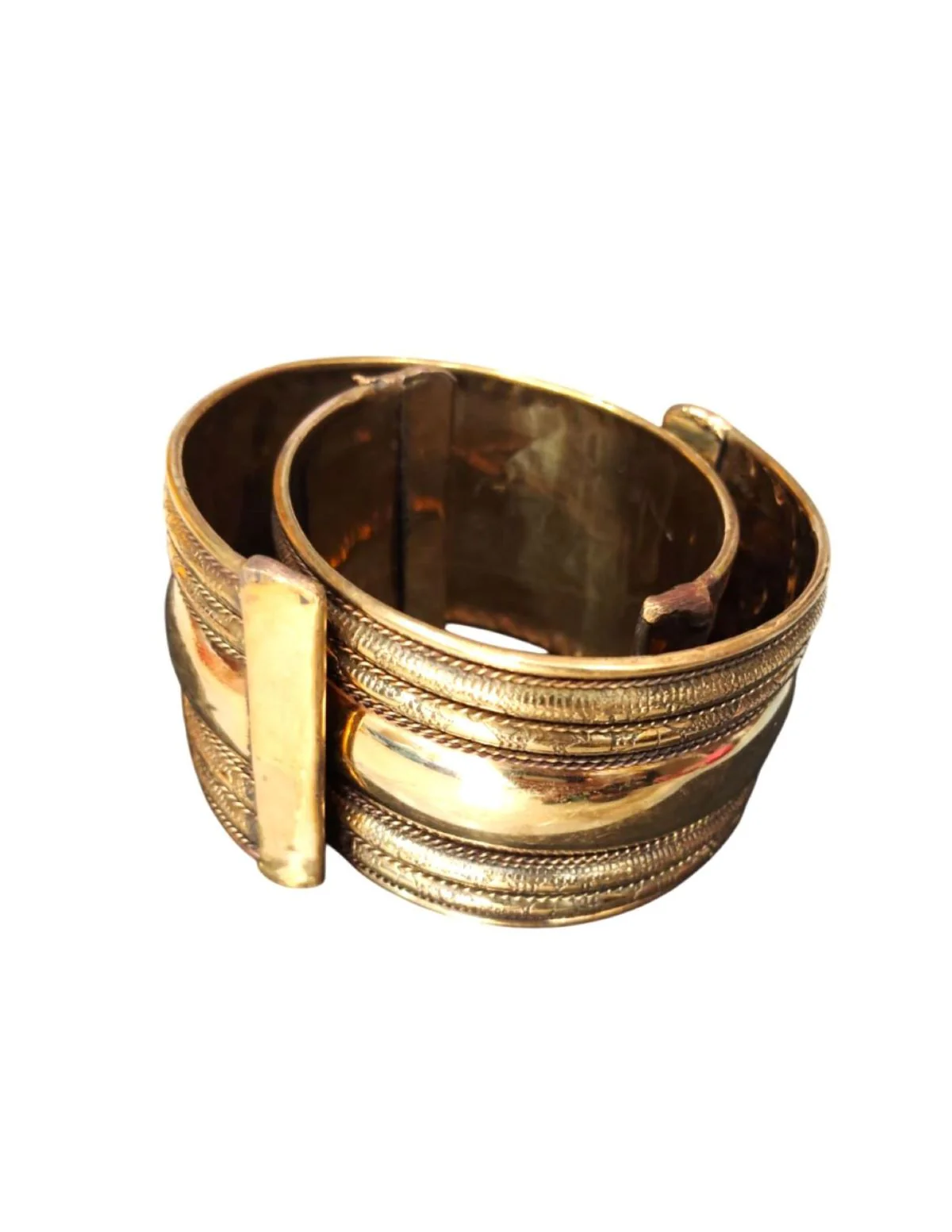 Antique Indian Tribal Golden Cuff Kada Bracelet Bangles (Pair of 2) Fancy Dress Costume Accessory for Girls - Image 3