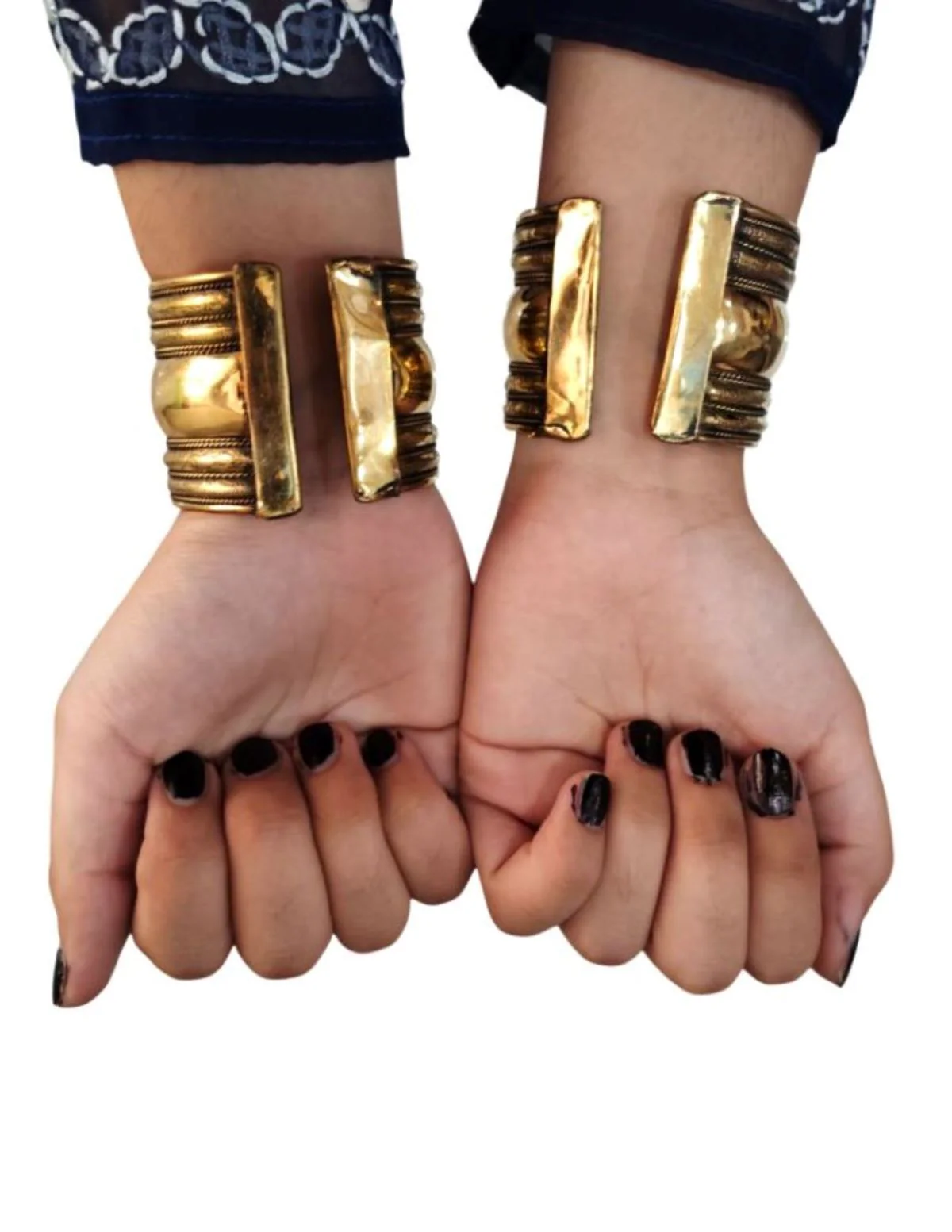 Antique Indian Tribal Golden Cuff Kada Bracelet Bangles (Pair of 2) Fancy Dress Costume Accessory for Girls - Image 6