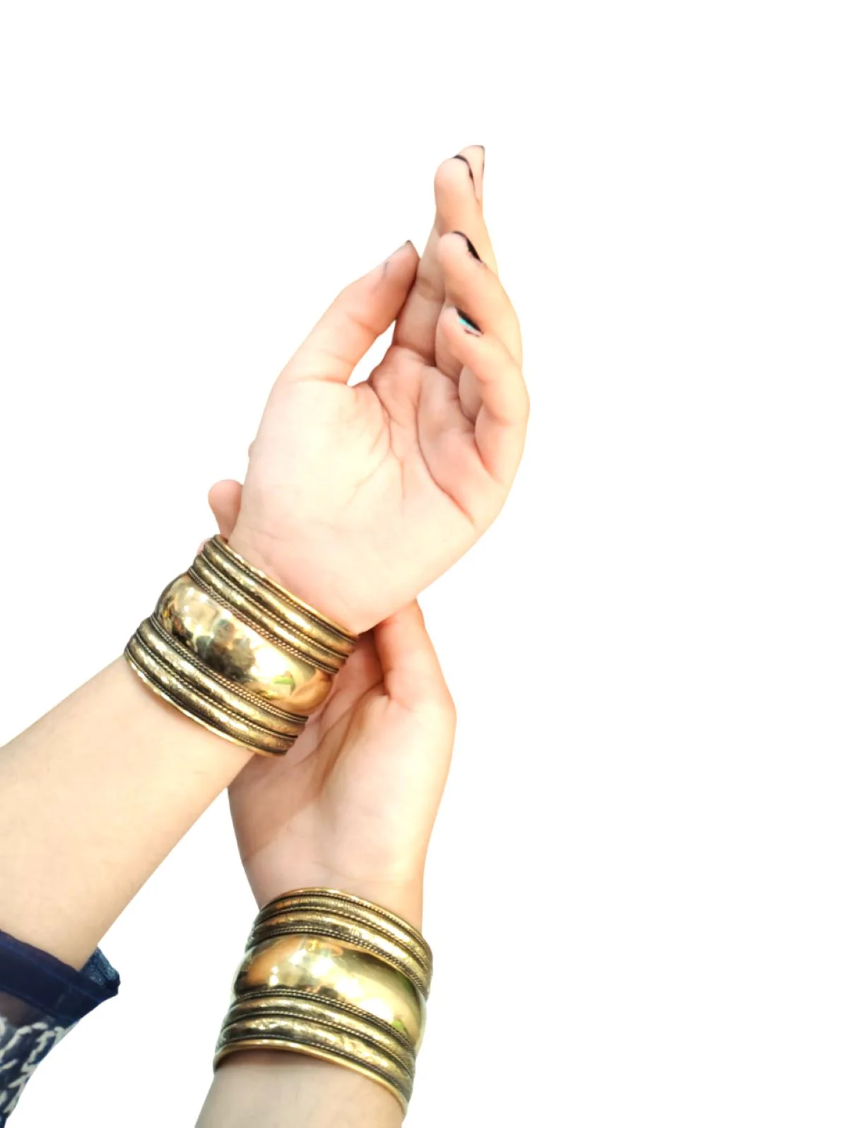 Antique Indian Tribal Golden Cuff Kada Bracelet Bangles (Pair of 2) Fancy Dress Costume Accessory for Girls - Image 7