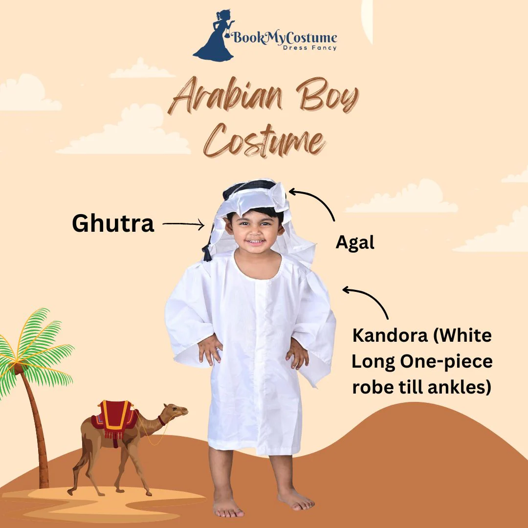 Arabian Boy Sheikh International World Costume For Kids Fancy Dress Costume - Image 3