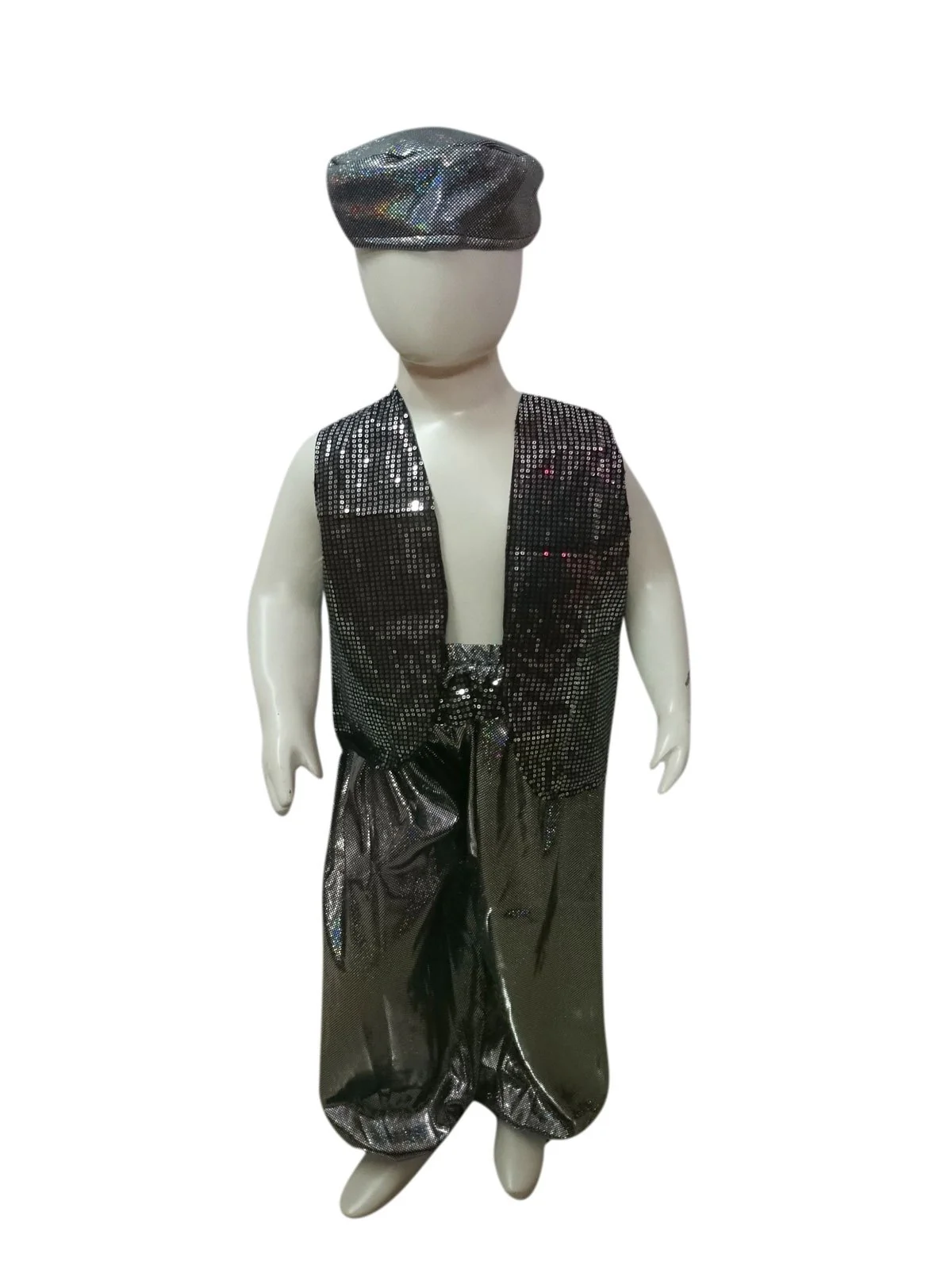 Arabian Boys Belly Dance Western Costume Shirt Harem Pant Cap Kids & Adult Fancy Dress Costume | Grey