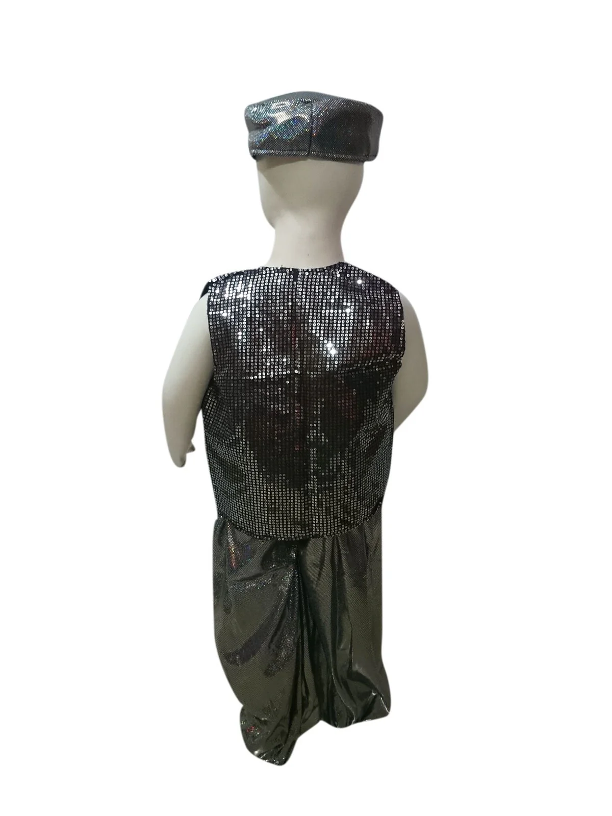 Arabian Boys Belly Dance Western Costume Shirt Harem Pant Cap Kids & Adult Fancy Dress Costume | Grey - Image 3