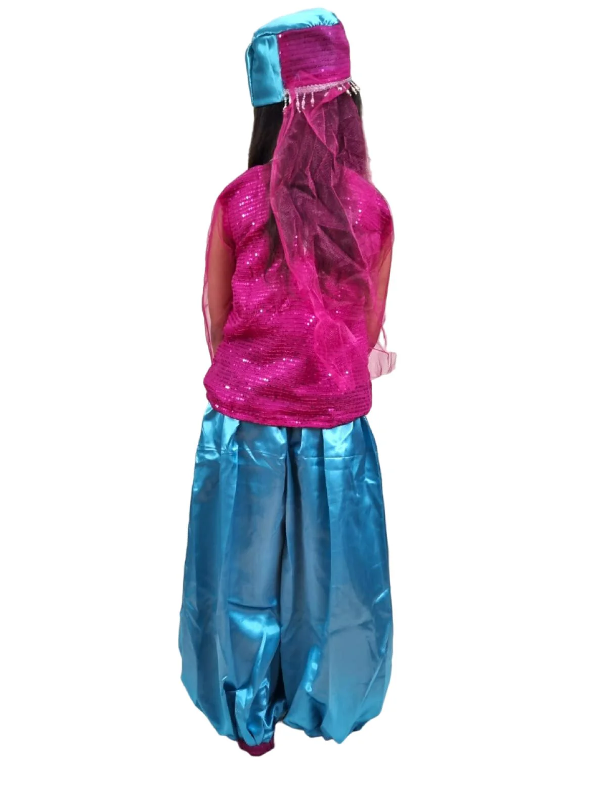 Arabian Girl Pink & Blue Belly Dance Western Dance Performance Costume for Girls Kids Fancy Dress Costume - Image 4