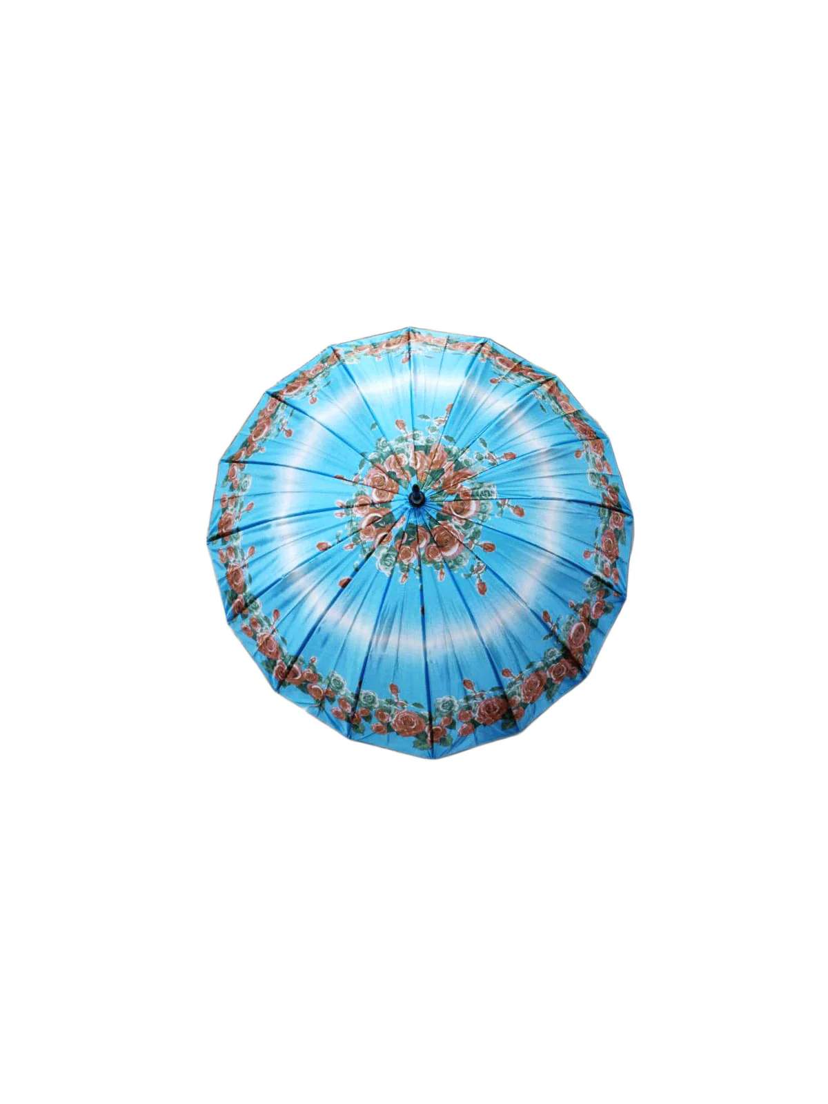 Artistic Full Size Umbrella Floral Blue Parasol Kids & Adults Costume Accessories - Image 2