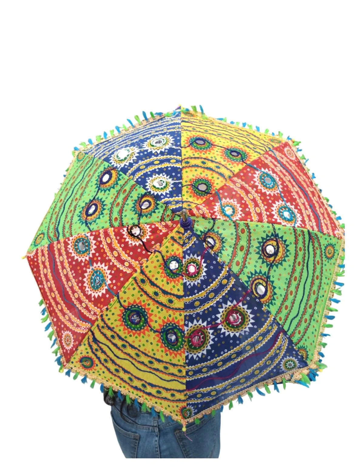 Artistic Hand Embroidered Fashionable Cotton Parasol Umbrella Kids & Adults Costume Accessories - Image 4