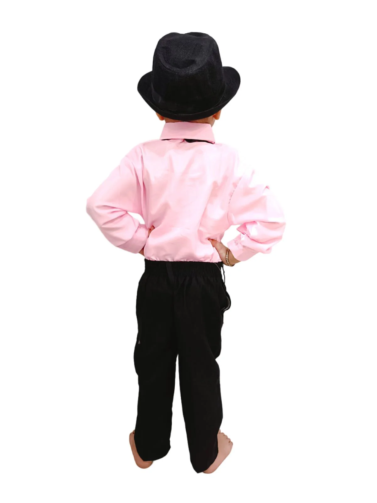 Ballroom Western Dance Pink Frill Shirt Black Pant Hat & Bow Set Kids and Adult Fancy Dress Costume - Image 5