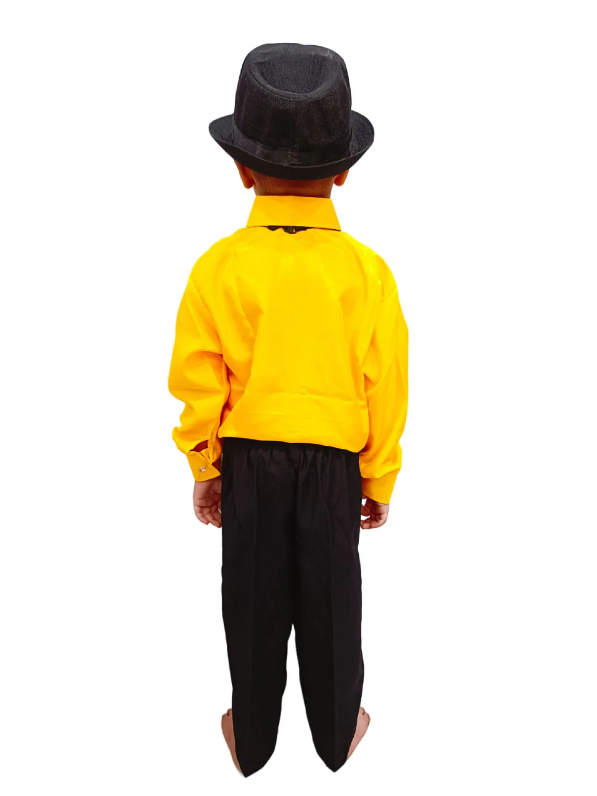 Ballroom Western Dance Yellow Frill Shirt Black Pant Hat & Bow Set Kids Fancy Dress Costume - Image 5