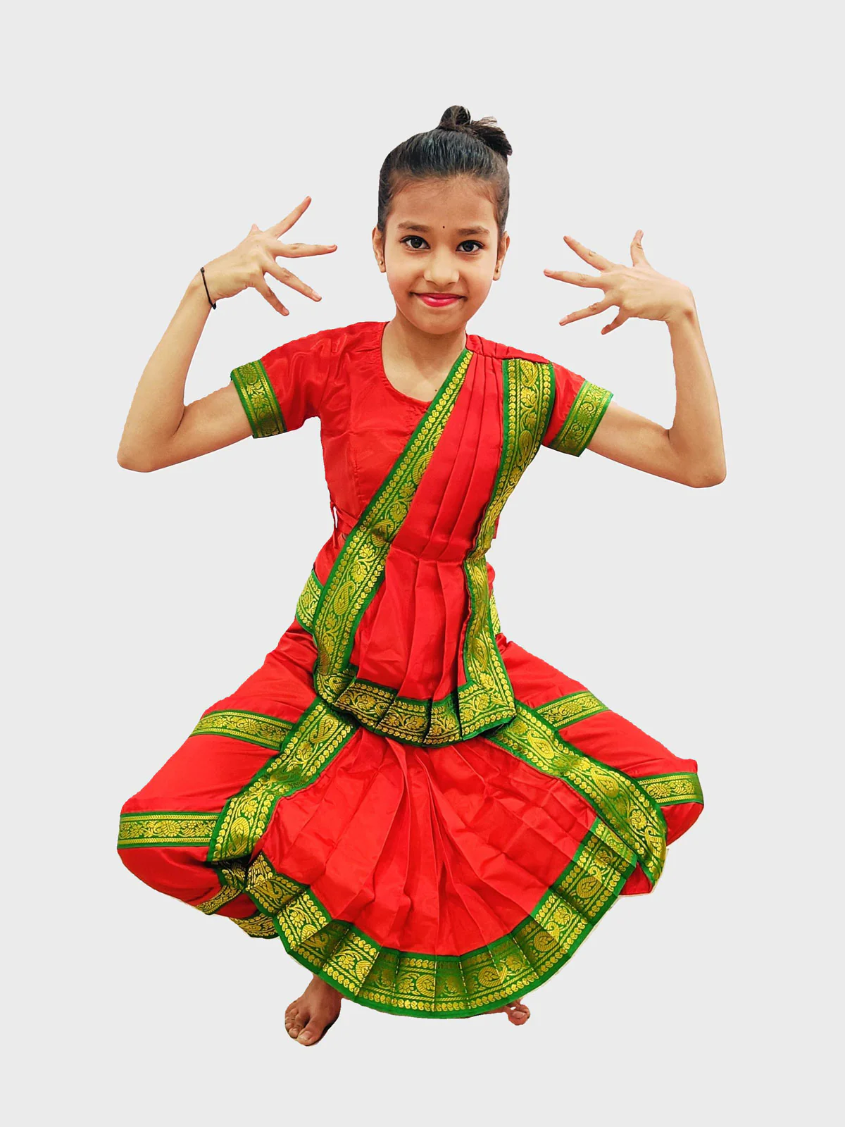 Bharatanatyam Saree Indian Classical Dance Costume for Girls | Kids & Adult Fancy Dress Costume - Image 3