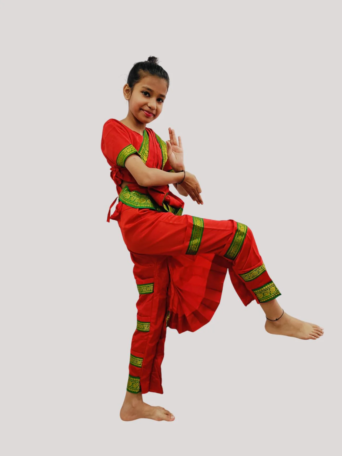 Bharatanatyam Saree Indian Classical Dance Costume for Girls | Kids & Adult Fancy Dress Costume - Image 4