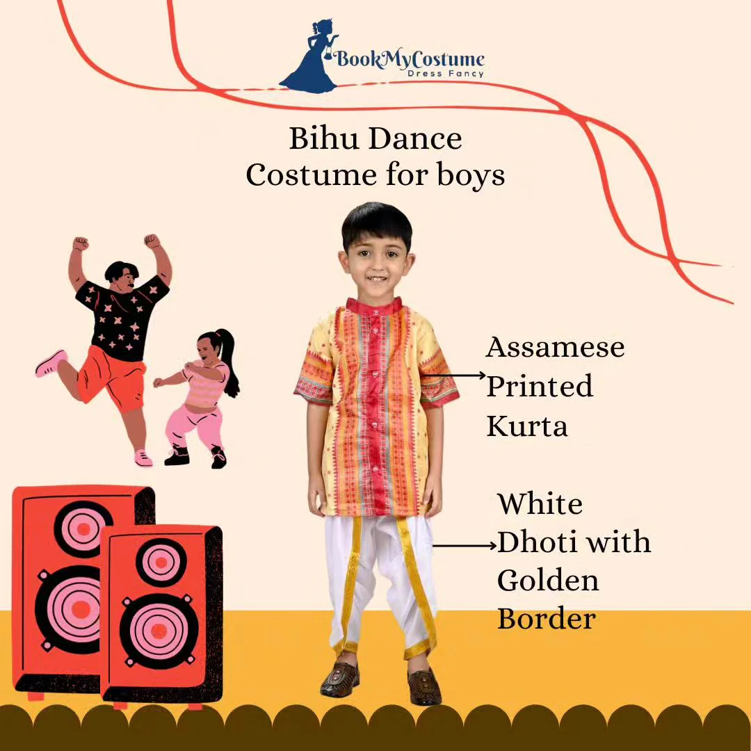 Bihu Dance Boy Assamese Indian State Kids  Fancy Dress Costume - Image 3