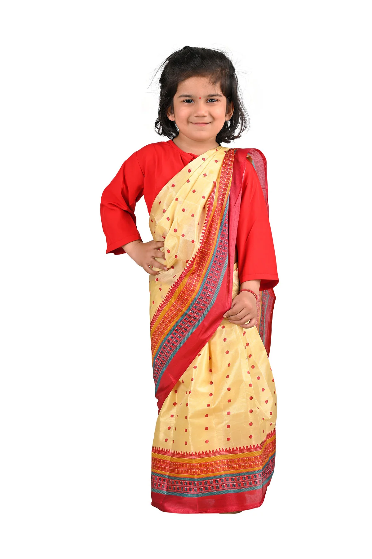 Bihu Dance Saree Assamese Indian State For Girls Fancy Dress Costume for Girls