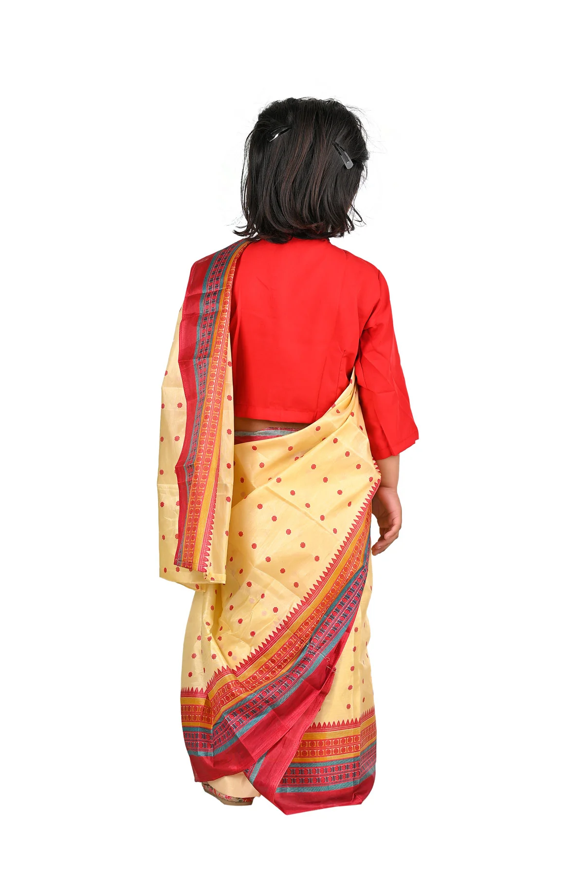 Bihu Dance Saree Assamese Indian State For Girls Fancy Dress Costume for Girls - Image 3