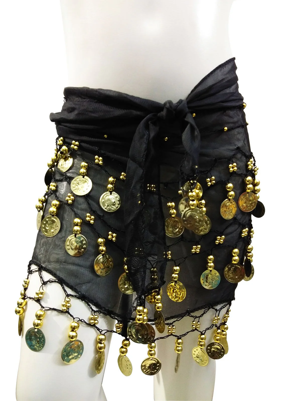 Black Belly Dance Gold Coins Belt For Adults and Kids Fancy Dress Costume Accessory - Image 5