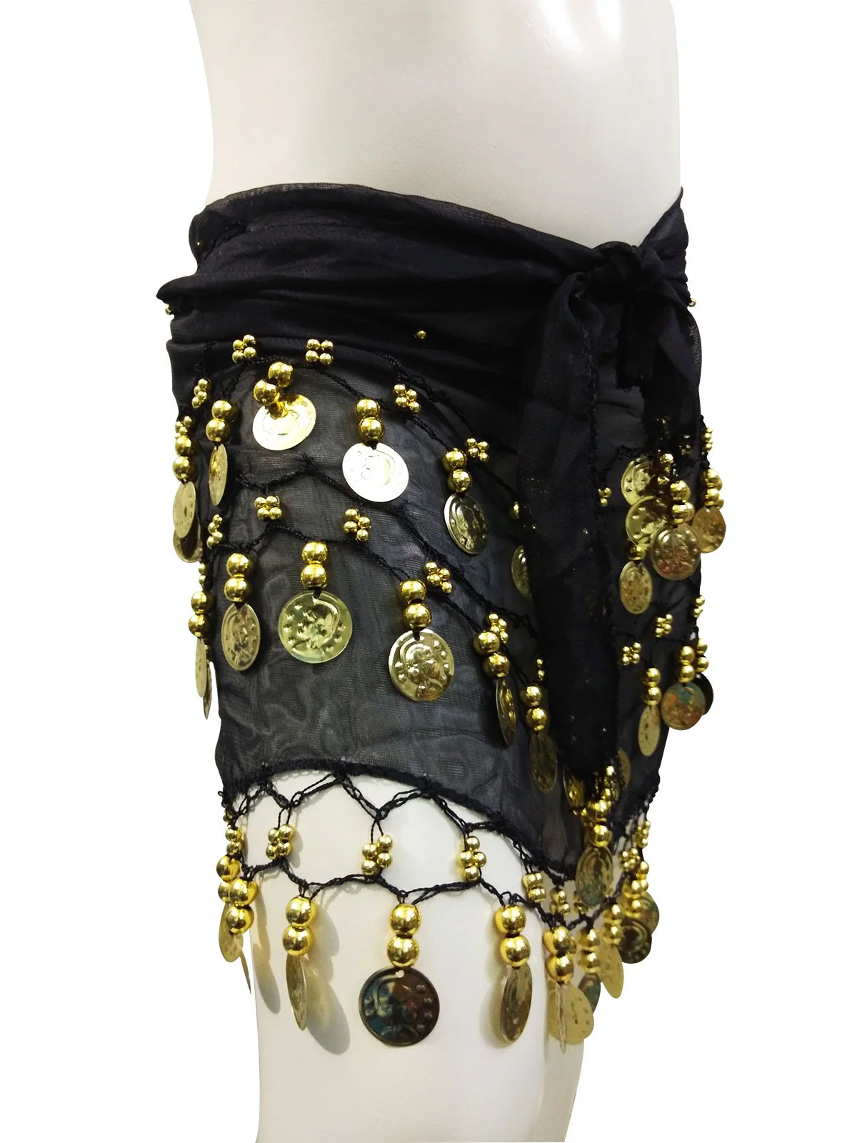 Black Belly Dance Gold Coins Belt For Adults and Kids Fancy Dress Costume Accessory - Image 6