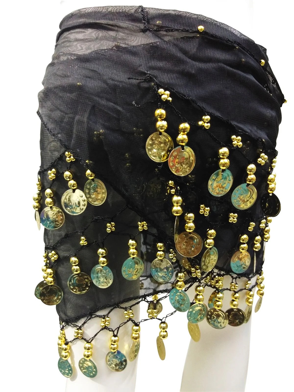 Black Belly Dance Gold Coins Belt For Adults and Kids Fancy Dress Costume Accessory - Image 7