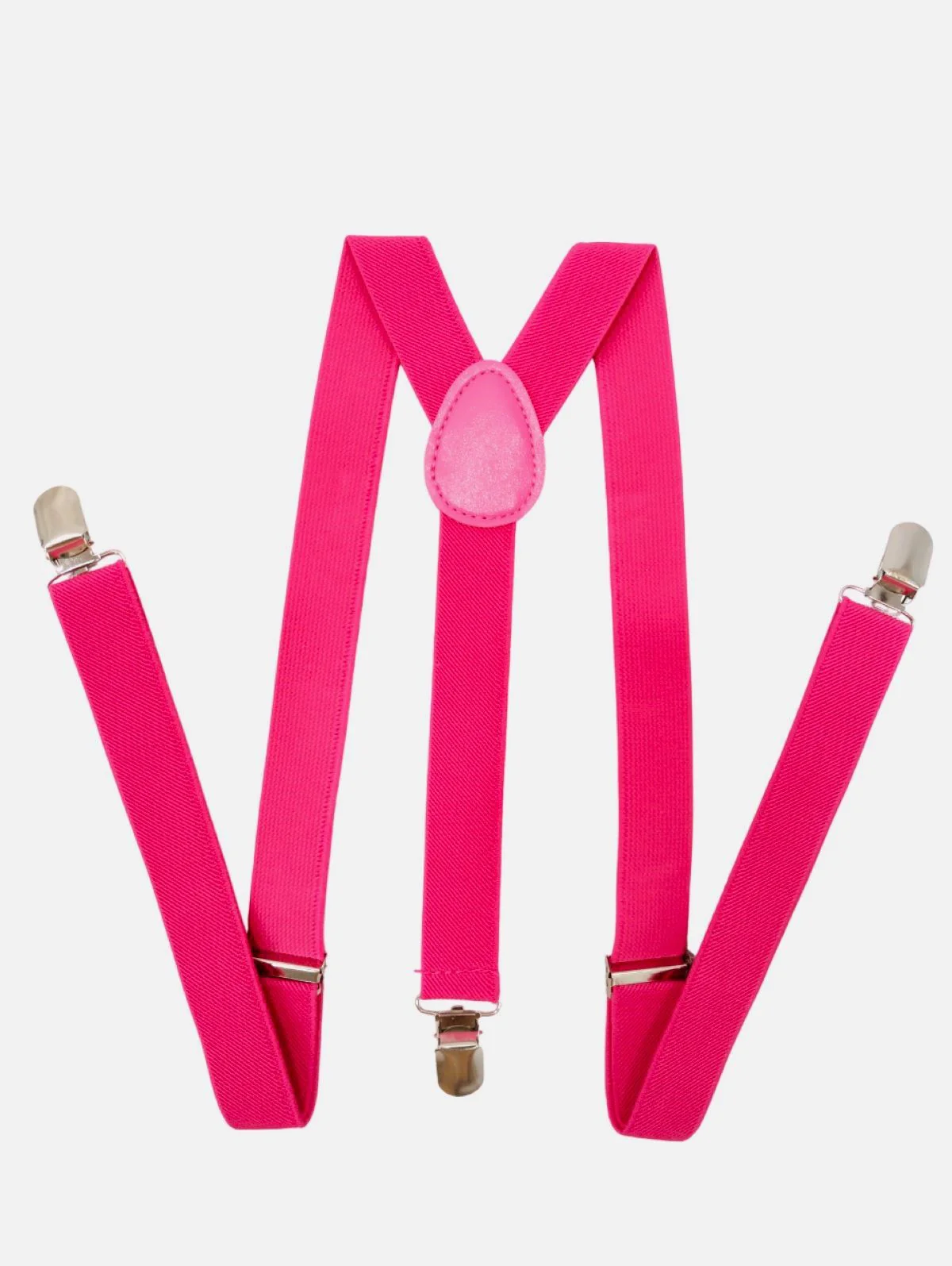 Adjustable Elastic Y-Back Style Unisex Pink Suspender for Kids & Adults – Fancy Dress Costume Accessory with Strong Metal Clips