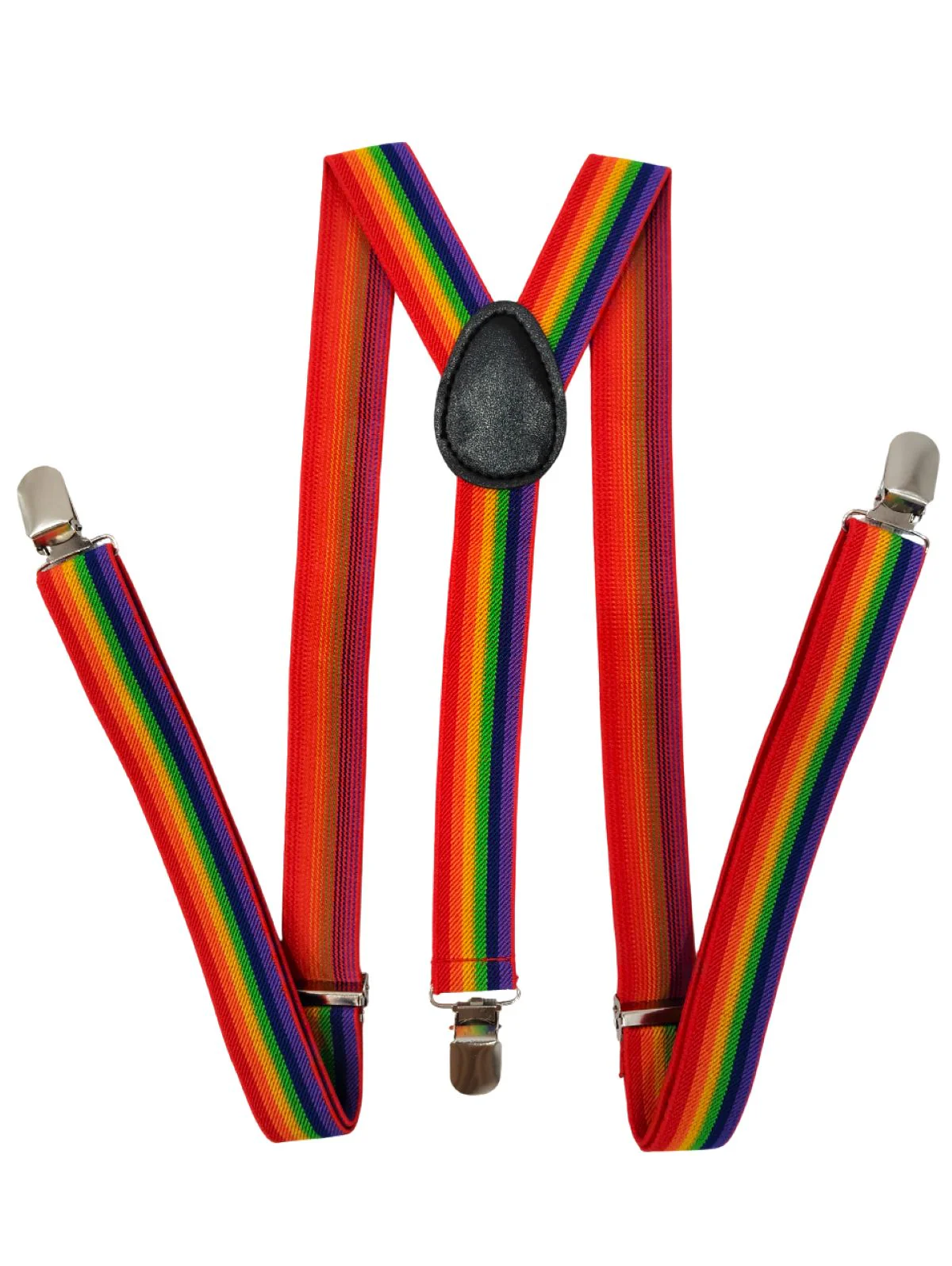 Adjustable Elastic Y-Back Style Unisex Rainbow Suspender for Adults – Fancy Dress Costume Accessory with Strong Metal Clips