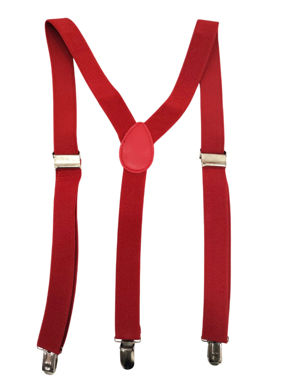 Adjustable Elastic Y-Back Style Unisex Red Suspender for Adults – Fancy Dress Costume Accessory with Strong Metal Clips