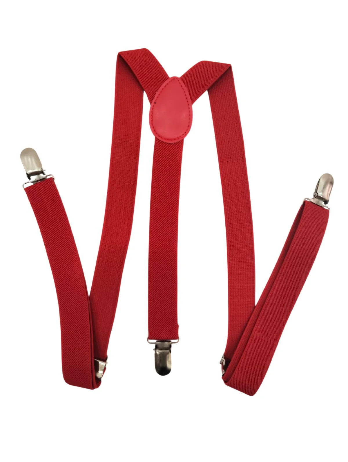Adjustable Elastic Y-Back Style Unisex Red Suspender for Adults – Fancy Dress Costume Accessory with Strong Metal Clips - Image 2