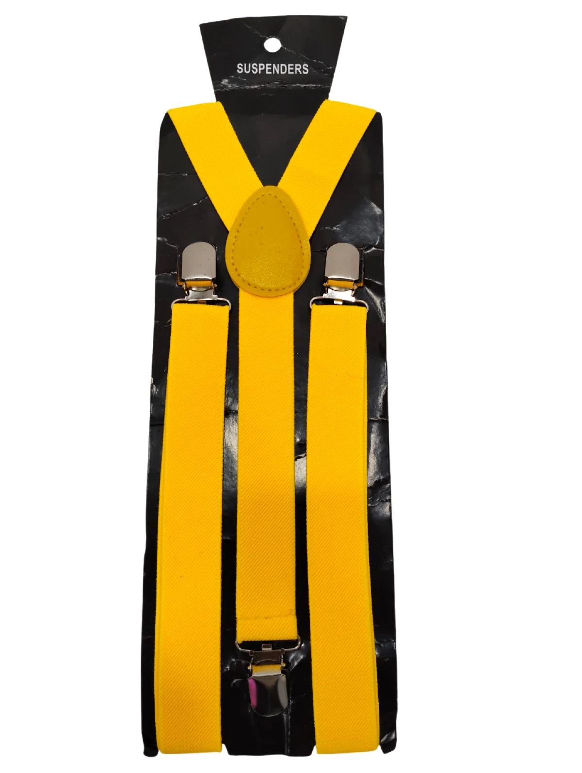Adjustable Elastic Y-Back Style Unisex Yellow Suspender for Adults – Fancy Dress Costume Accessory with Strong Metal Clips - Image 3