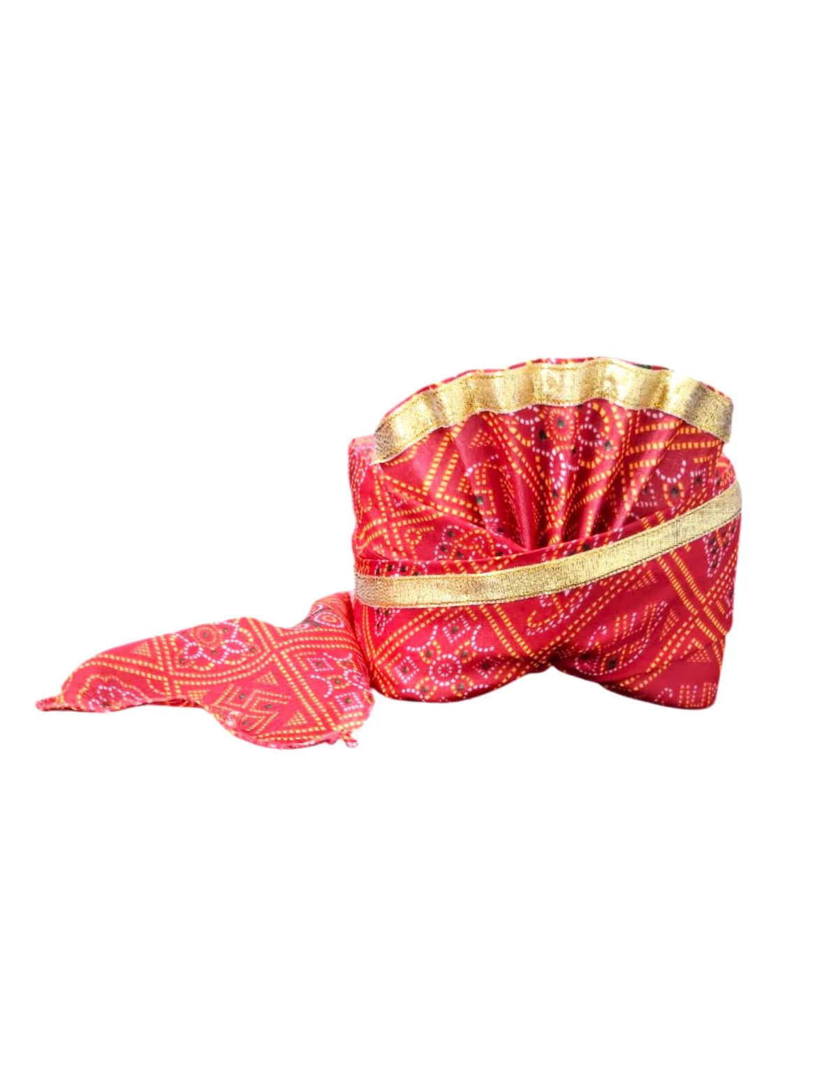 Bandhej Turban/Pagdi with Turra for Men & Women | Wedding & Celebration Headwear | Traditional Rajasthani Pagdi for Barati & Guests | Free Size