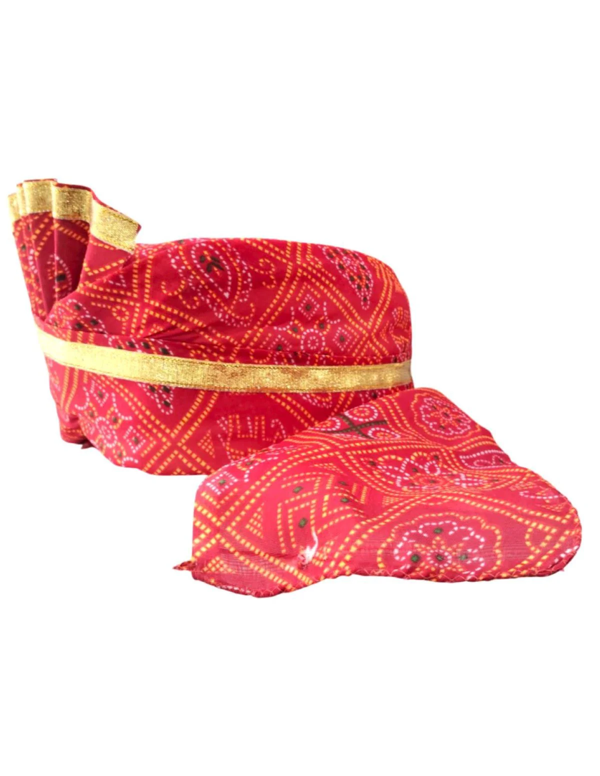 Bandhej Turban/Pagdi with Turra for Men & Women | Wedding & Celebration Headwear | Traditional Rajasthani Pagdi for Barati & Guests | Free Size - Image 10