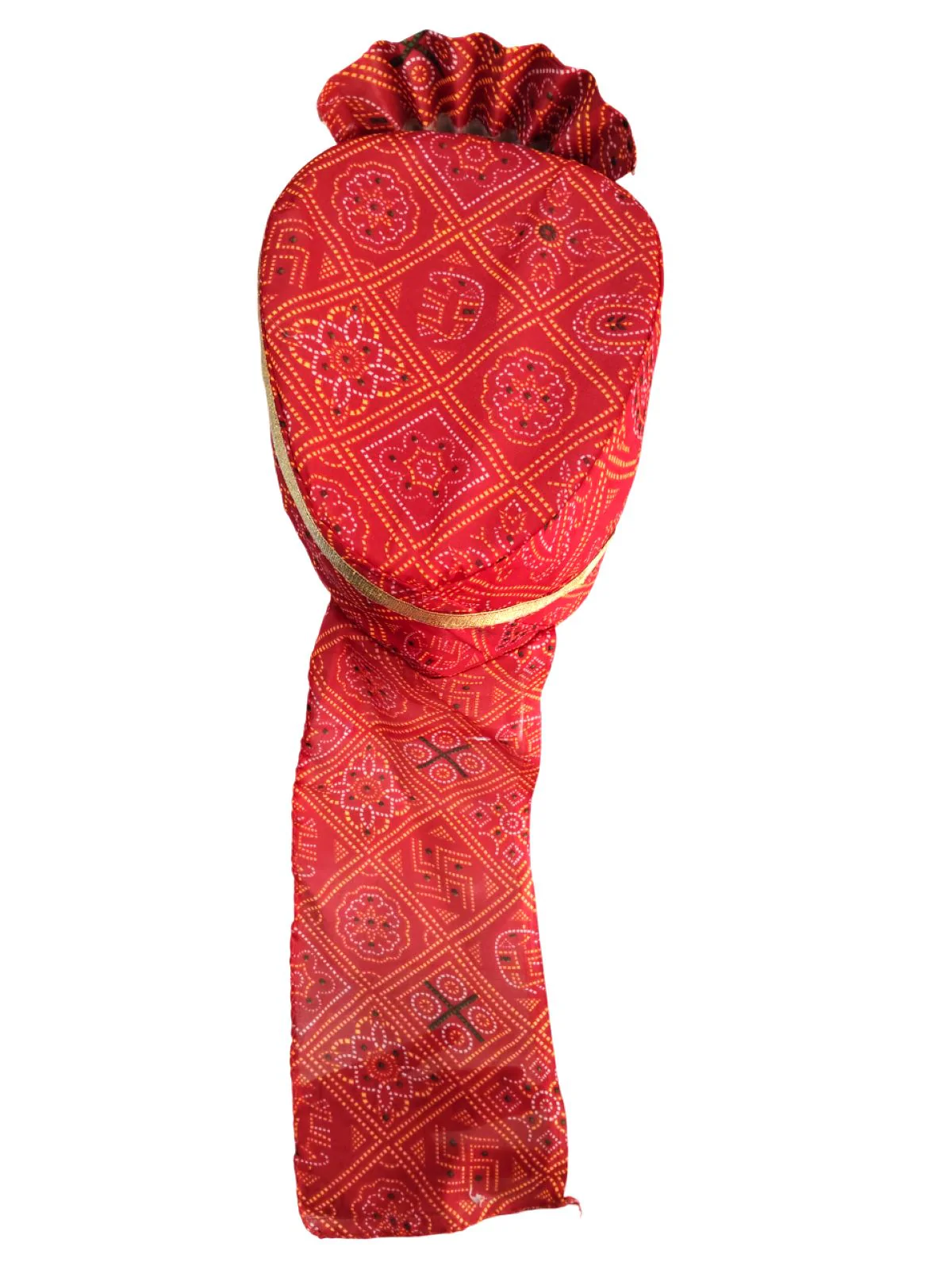 Bandhej Turban/Pagdi with Turra for Men & Women | Wedding & Celebration Headwear | Traditional Rajasthani Pagdi for Barati & Guests | Free Size - Image 6
