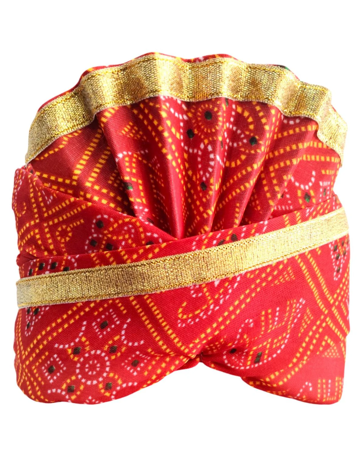 Bandhej Turban/Pagdi with Turra for Men & Women | Wedding & Celebration Headwear | Traditional Rajasthani Pagdi for Barati & Guests | Free Size - Image 7