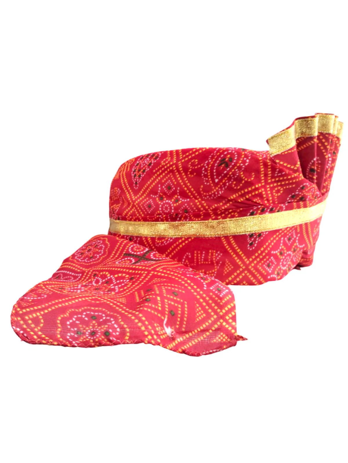 Bandhej Turban/Pagdi with Turra for Men & Women | Wedding & Celebration Headwear | Traditional Rajasthani Pagdi for Barati & Guests | Free Size - Image 9
