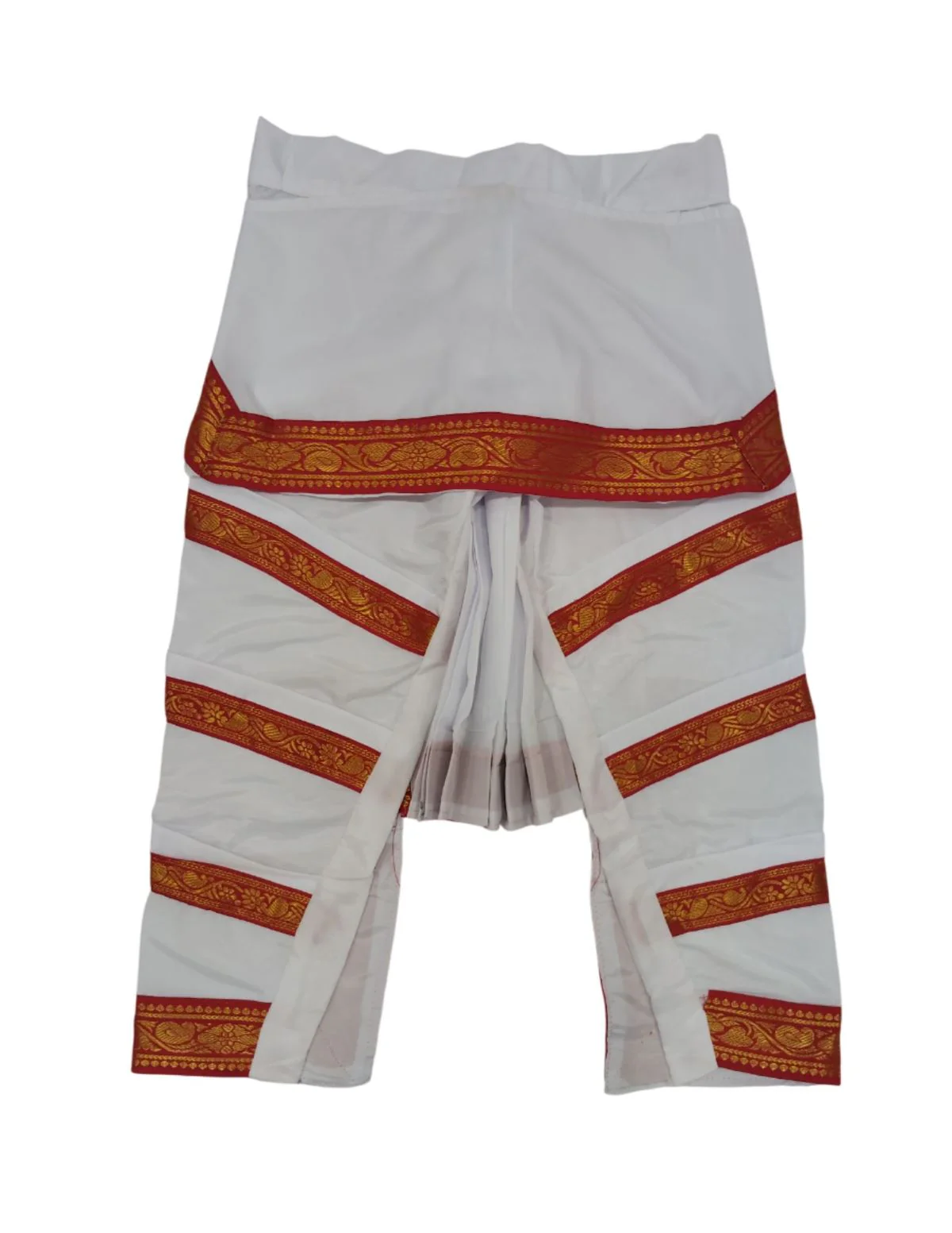 Red & White Bharatanatyam Saree Indian Classical Dance Costume for Girls | Kids & Adult Fancy Dress Costume - Image 10