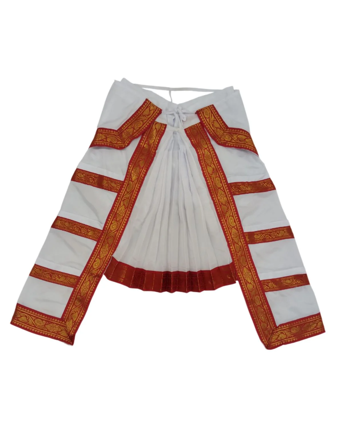Red & White Bharatanatyam Saree Indian Classical Dance Costume for Girls | Kids & Adult Fancy Dress Costume - Image 9