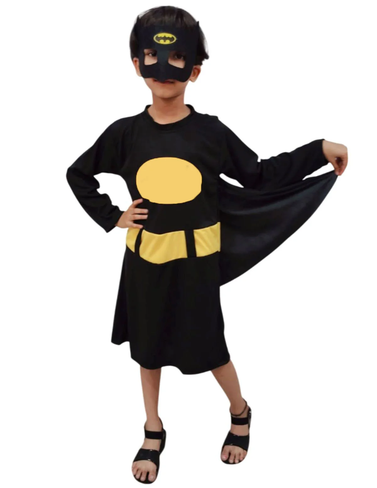 Black Bat Costume for Girls with Attached Cape & Eye Mask | Superhero Costume for Girls | Fancy Dress Outfit For Girls