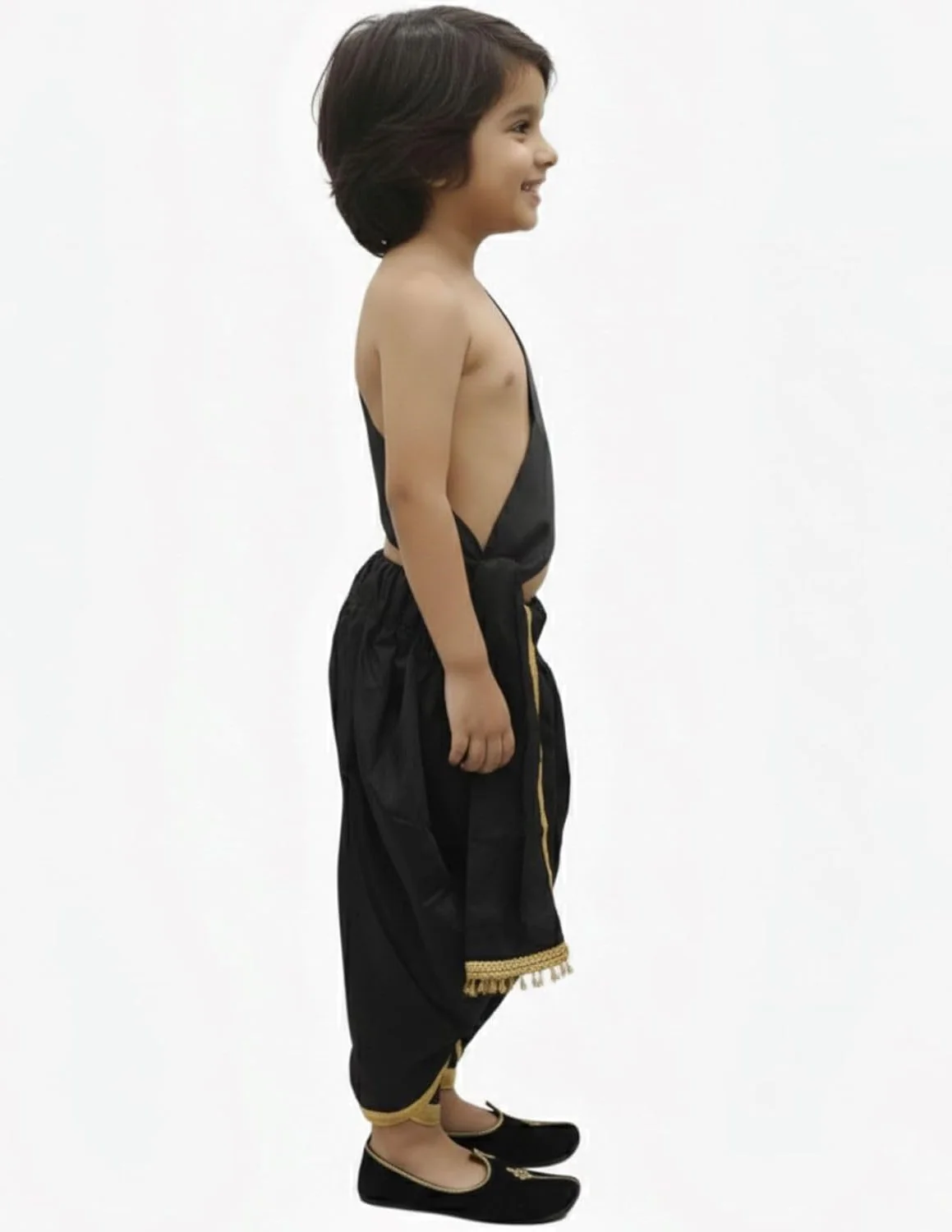 Black Dhoti with Patka Indian Folk Cultural Role Play Dress | Indian Traditional Costume for Boys - Image 2