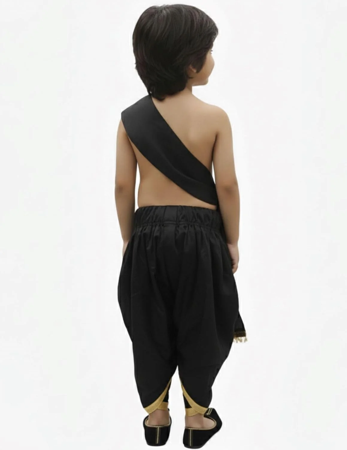 Black Dhoti with Patka Indian Folk Cultural Role Play Dress | Indian Traditional Costume for Boys - Image 3