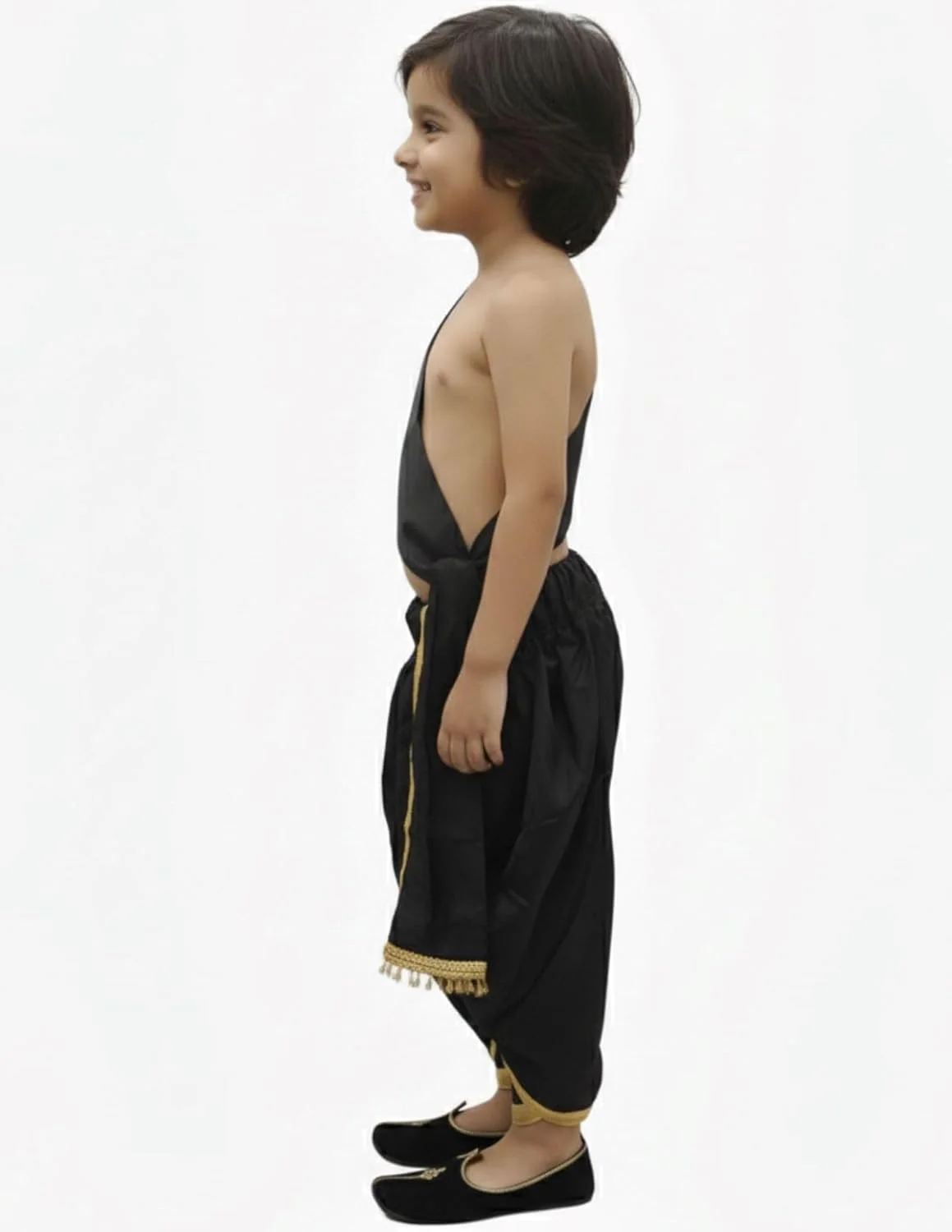 Black Dhoti with Patka Indian Folk Cultural Role Play Dress | Indian Traditional Costume for Boys - Image 4
