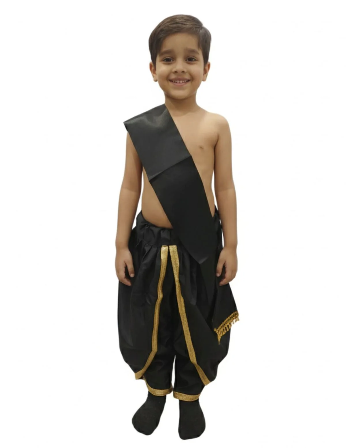 Black Dhoti with Patka Indian Folk Cultural Role Play Dress | Indian Traditional Costume for Boys - Image 6