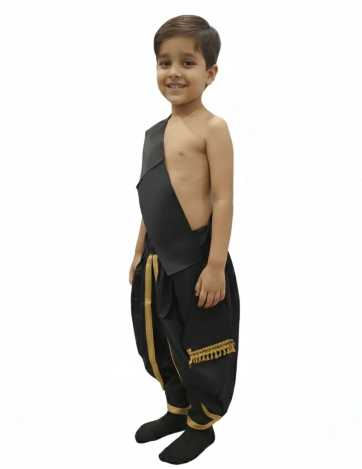 Black Dhoti with Patka Indian Folk Cultural Role Play Dress | Indian Traditional Costume for Boys - Image 9