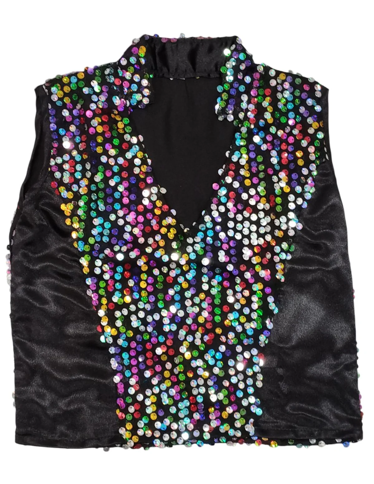 Black Indo-Western Dress | Multicolor Sequin Sleeveless V-Neck Jacket with Dhoti Style Pant | Western Dress Costume for Boys | Dance Dress for Kids - Image 7