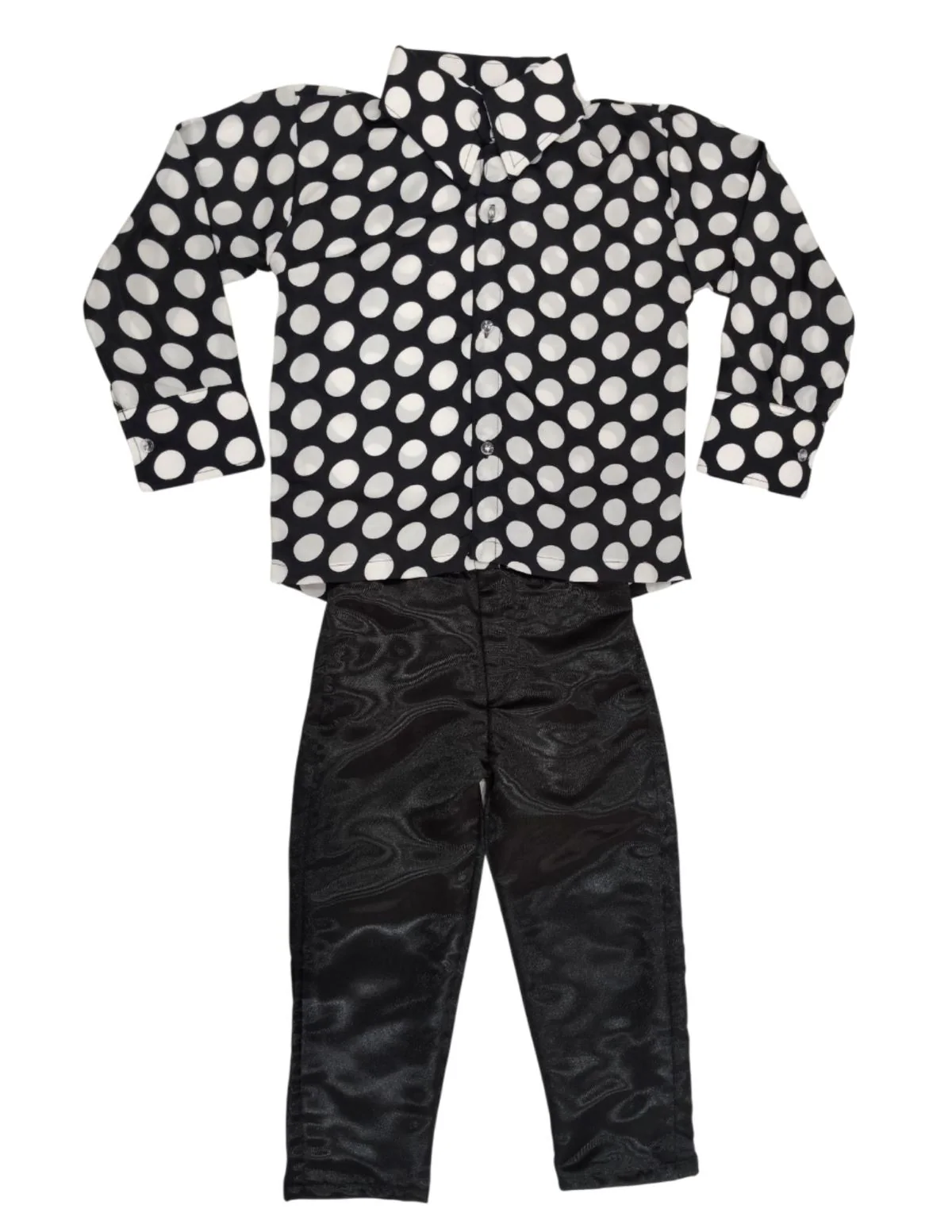 Black Polka Dots Shirt with Black Shining Pant | Retro Theme Kids Fancy Dress Costume | Stylish Dress for Dance, Fancy Dress - Image 6