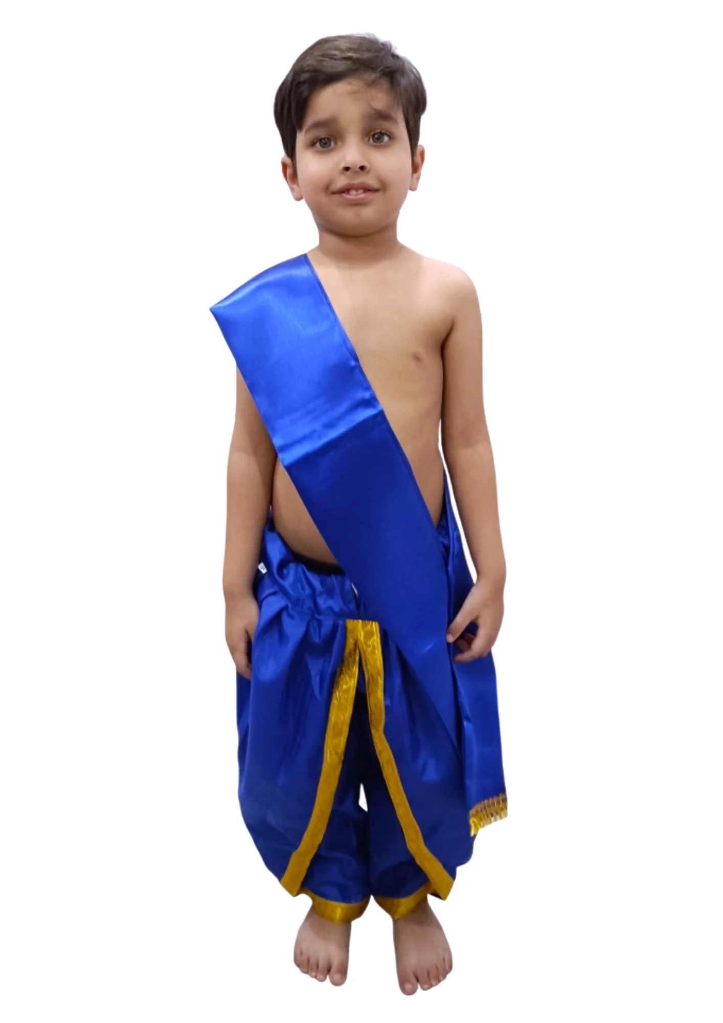 Blue Dhoti with Patka Indian Folk Cultural Role Play Dress | Indian Traditional Costume for Boys - Image 2