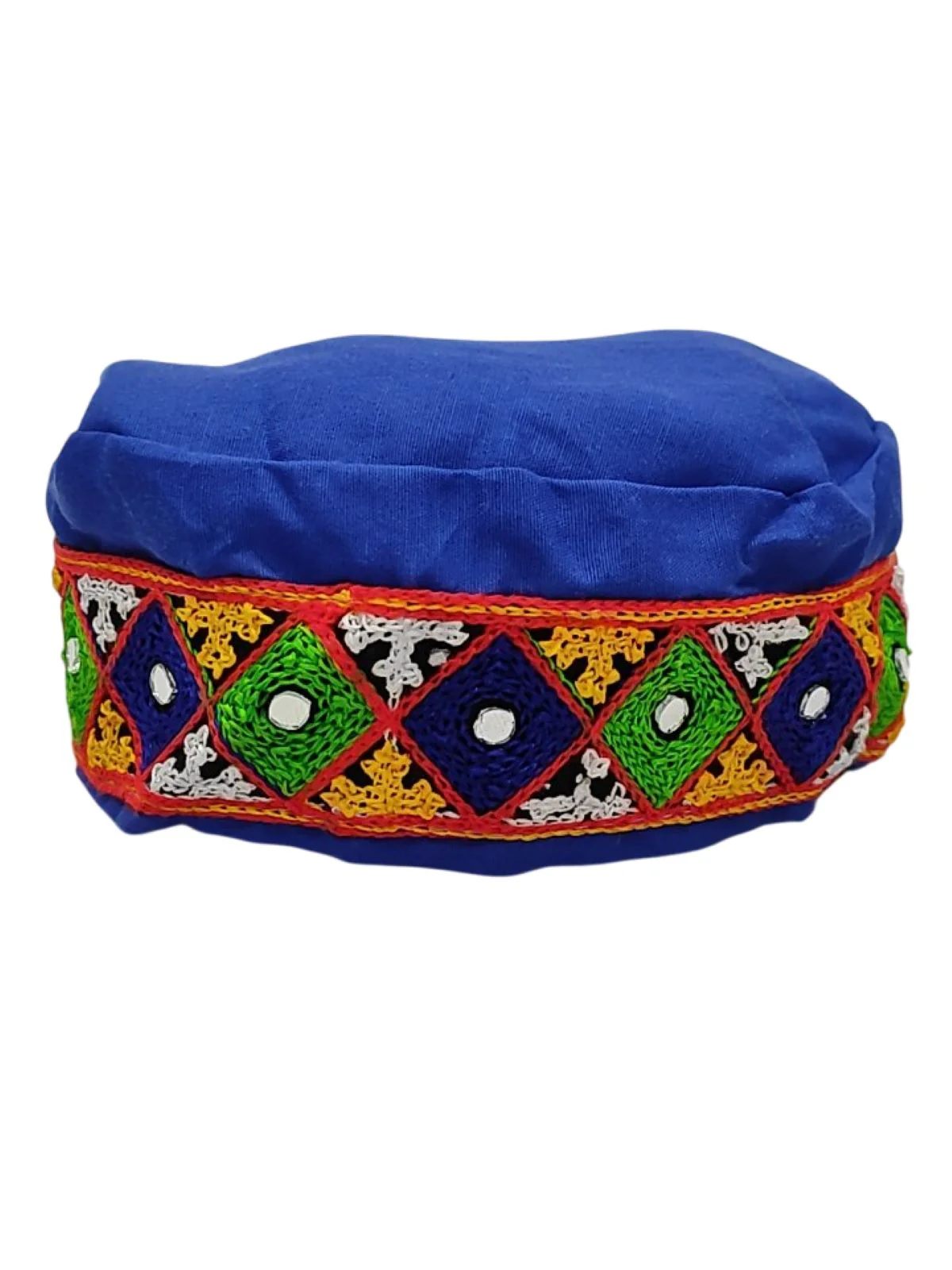 Blue Gujarati Kedia with Dhoti & Turban Cap With A Pair of Dandiya Sticks – Traditional Outfit with State Artwork & Gota Work for Navratri & Festivals | Gujarat Fancy Dress Costume For Kids & Adults - Image 10