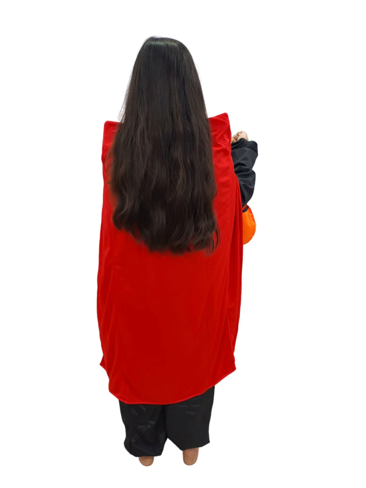Buy Black & Red Reversible Dracula Vampire Cape Cloak with Pumpkin Basket Halloween Party Costume Accessory for Boys & Girls - Image 3