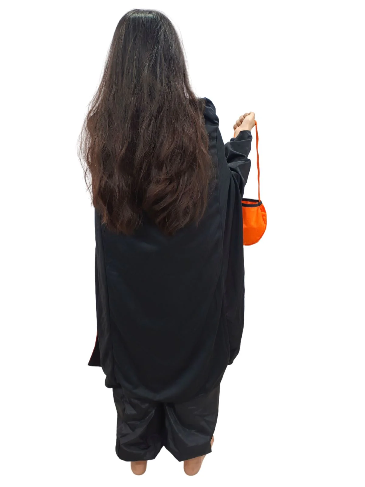 Buy Black & Red Reversible Dracula Vampire Cape Cloak with Pumpkin Basket Halloween Party Costume Accessory for Boys & Girls - Image 4