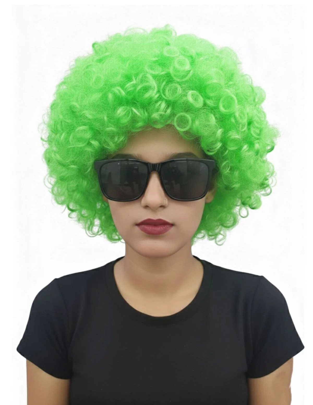 Buy Green Curly Hair Wig Unisex Adult & Kids Fancy Dress Costume Accessory - Image 3