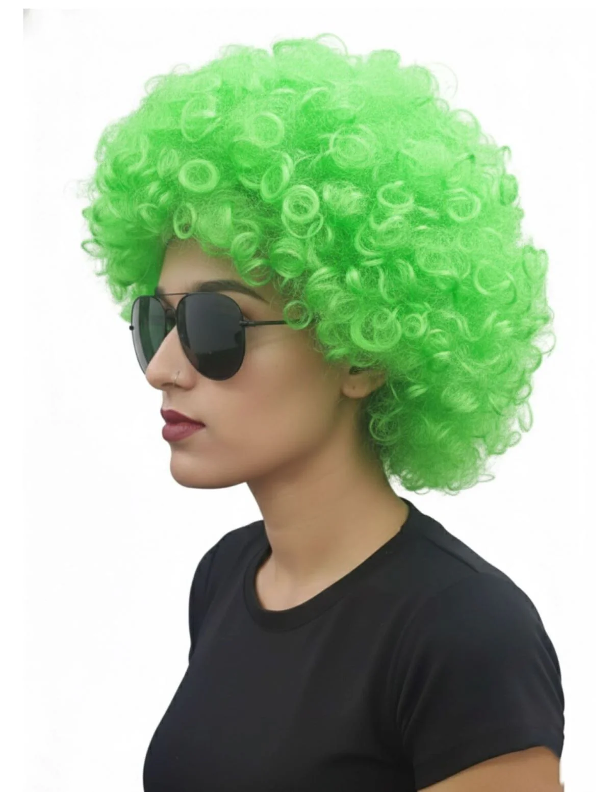 Buy Green Curly Hair Wig Unisex Adult & Kids Fancy Dress Costume Accessory - Image 4