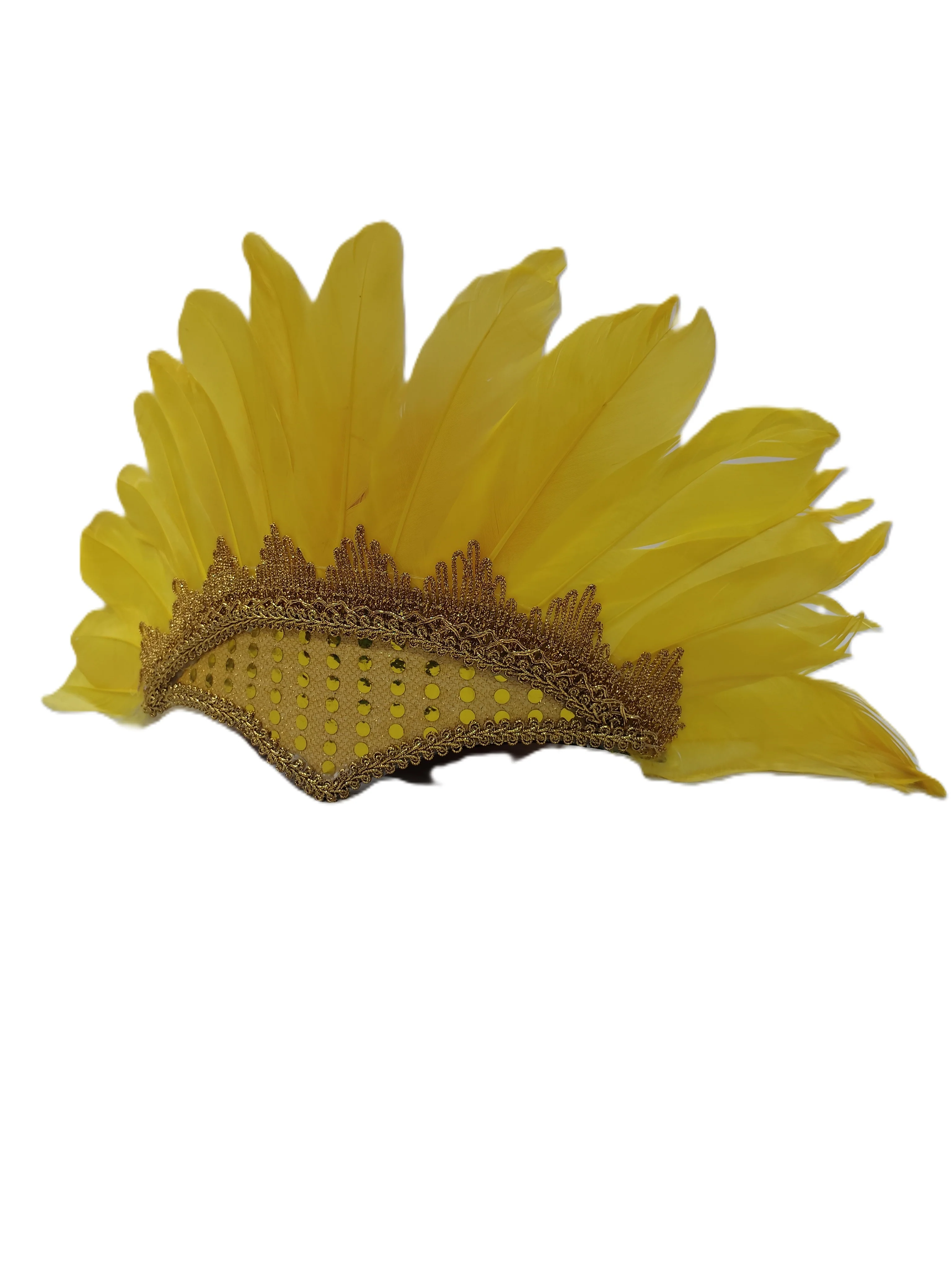 Carnival Feather Headpiece –  Yellow Feather and Sequin Crown, Costume Accessory for Kids and Adults, Party, Festival, Dance Accessory - Image 5
