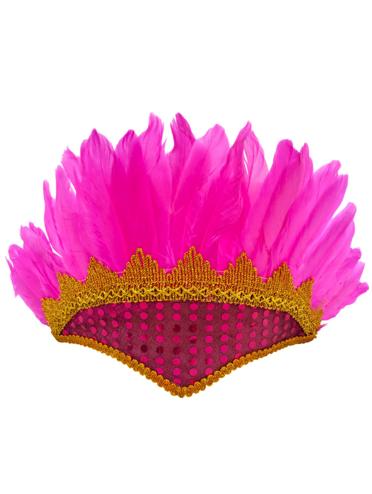 Carnival Feather Headpiece – Pink Feather and Sequin Crown, Costume Accessory for Kids and Adults, Party, Festival, Dance Accessory