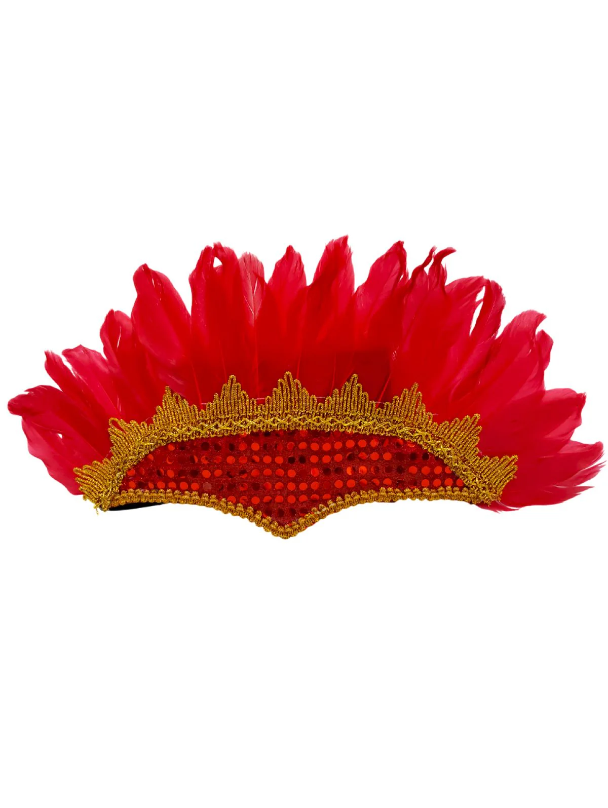 Carnival Feather Headpiece – Red Feather and Sequin Crown, Costume Accessory for Kids and Adults, Party, Festival, Dance Accessory - Image 2