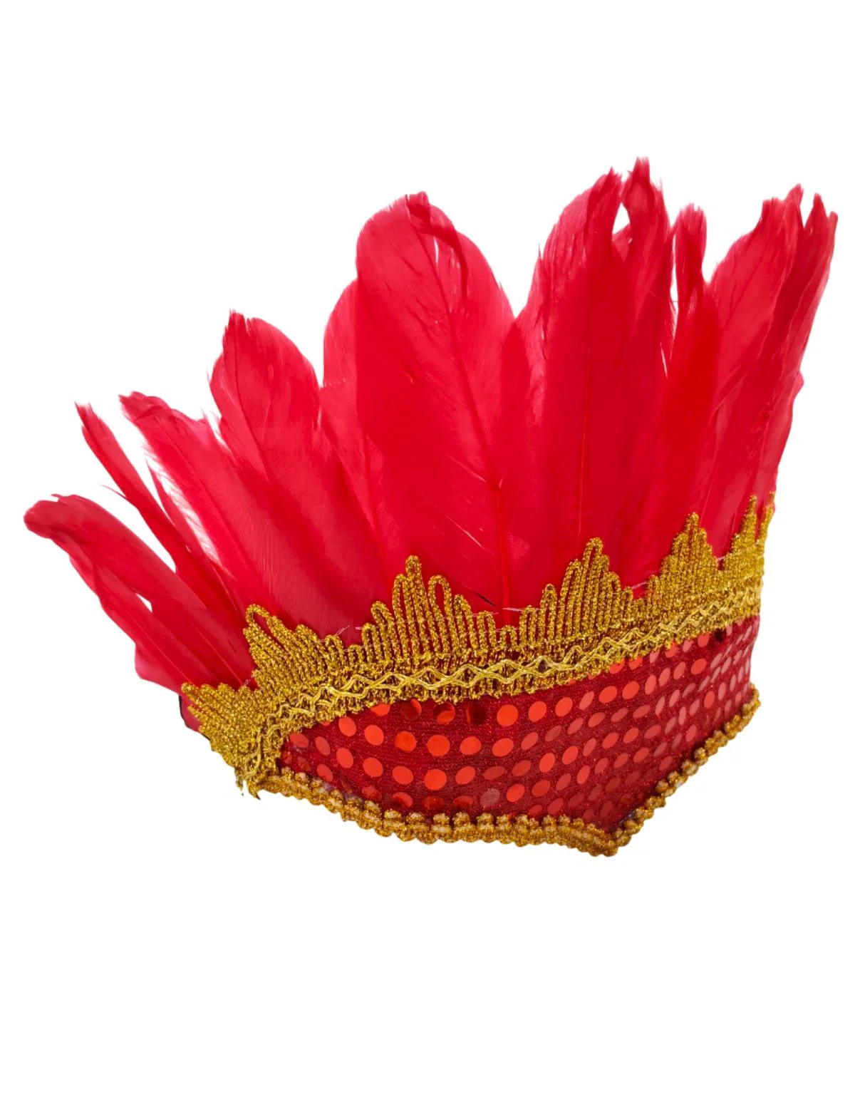 Carnival Feather Headpiece – Red Feather and Sequin Crown, Costume Accessory for Kids and Adults, Party, Festival, Dance Accessory - Image 3